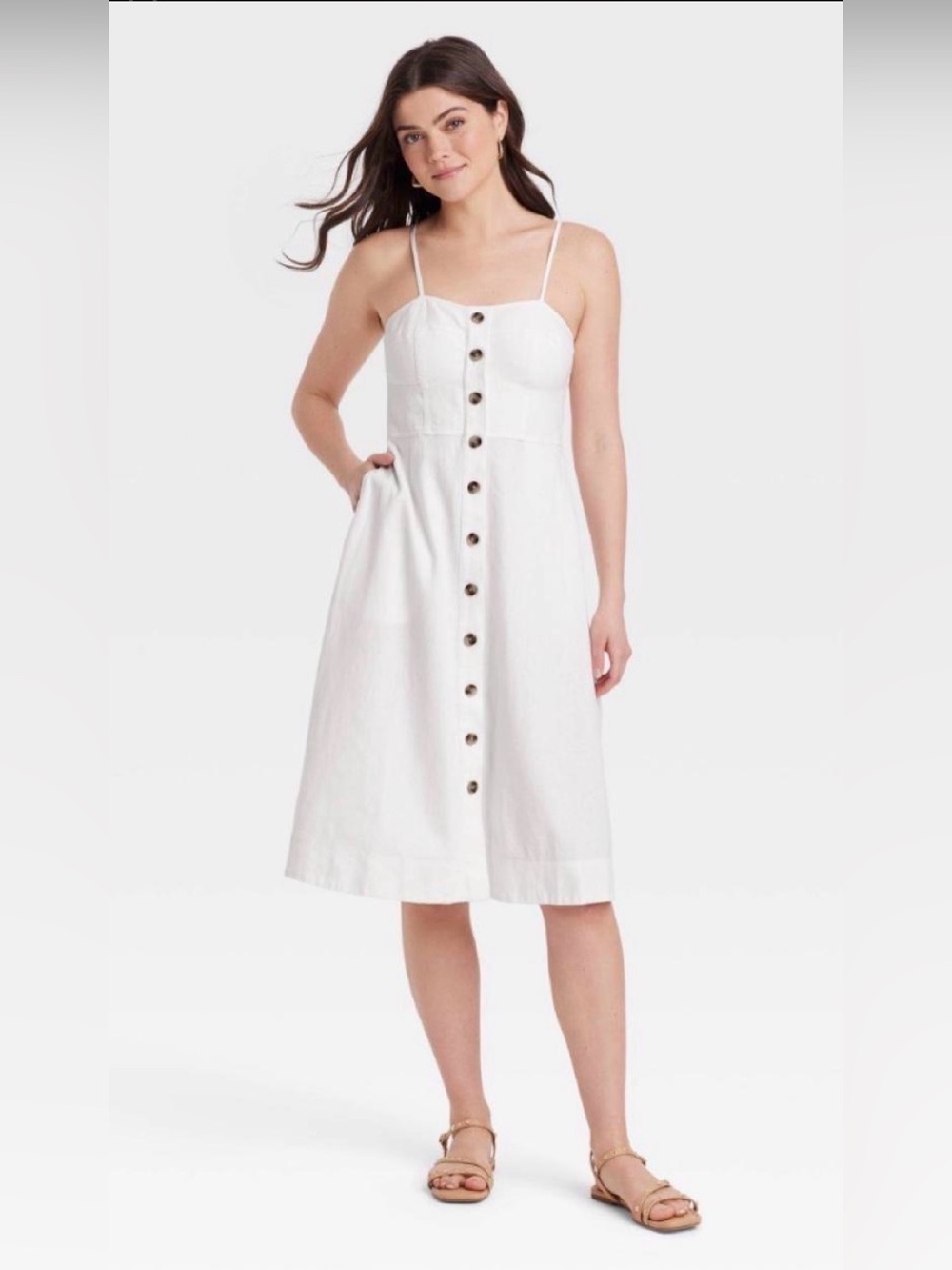 a new day | Dresses | A New Day Cream Midi Cotton Dress Size
